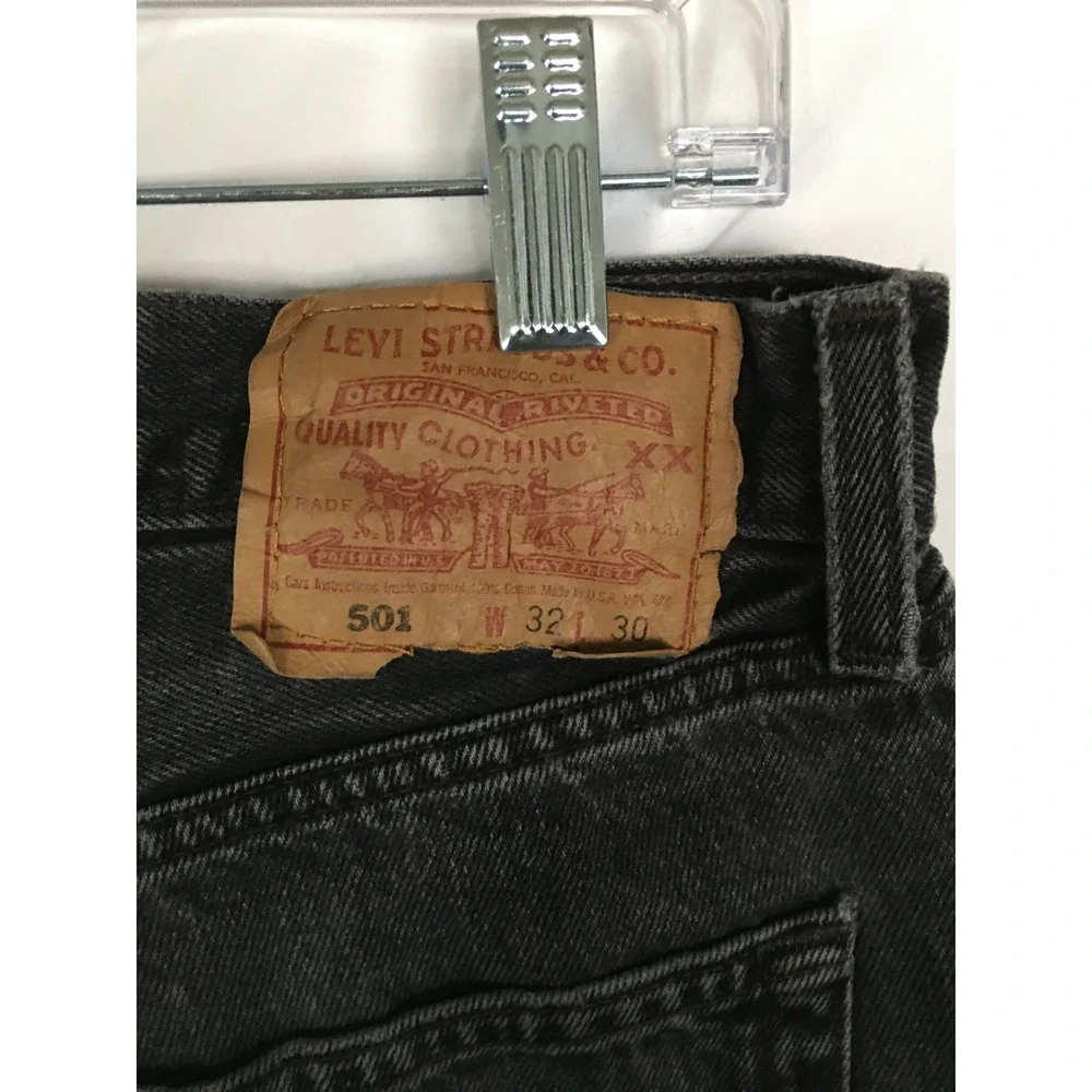 Vintage Levis 501 Black Denim Jeans Made in USA Button Fly